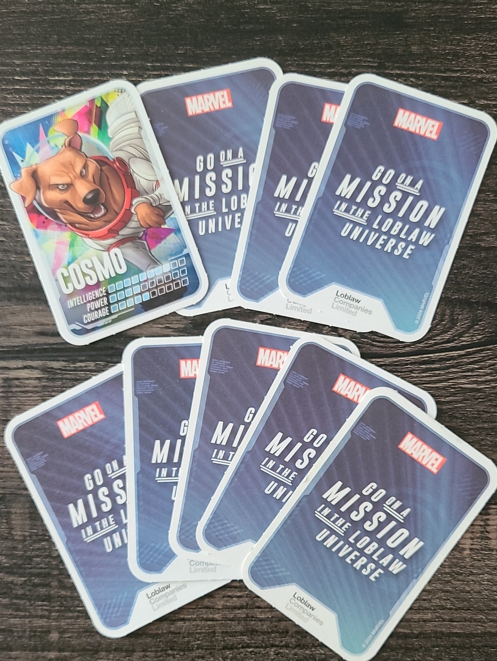 Marvel TRADING Cards 9 Pack Cards from Loblaws Go On A Mission Promotion 2024